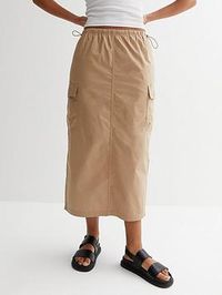 New look stone cargo pocket parachute midaxi skirt material content: shell - cotton 100% washing instructions: machine