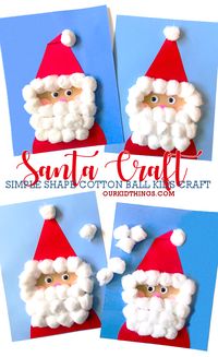 Simple Shape Cotton Ball Santa Craft - Our Kid Things