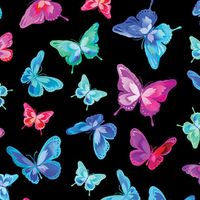 "Beautiful Watercolor Look Multi Colored Butterflies on Black. By the Yard 36\"x42\", Half Yard 18\"x42\" and Fat Quarter 18\"x21\", 100% Premium Cotton Fabric,  Luminous Blooms by Benartex. Great Mixed Media, Crafting, Quilting and Sewing Projects. Multiple Yards Ordered will be left in one piece."