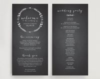 Wedding Program Printable, Rustic Wedding Program, Vintage Program, Chalkboard Wedding Ceremony Printable Template from Bliss Paper Boutique