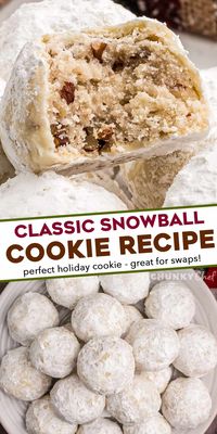 Snowball cookies are a classic holiday dessert made with simple ingredients, are buttery, nutty, and just melt in your mouth. Perfect for Christmas, or any other holiday, they'll be a family favorite on the dessert tray! #cookies #christmas #dessert #baking