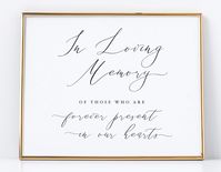 PRICES MAY VARY. In Loving Memory Sign for White Wedding Theme Ceremony Size: 8x10 inches Thick Card Stock Paper with Elegant Linen Texture Minimalist Style Wedding Decoration Frame not Included Display this sign at your wedding ceremony or reception. This sign is made of heavy linen textured cardstock. Sign looks great on an easel, in a place card holder, or when framed.