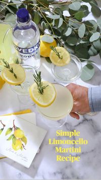 5min · 1 serving

 

Ingredients:
 • 1 ½ oz of vodka
 • ¾ oz of lemon juice (freshly squeezed or bottled)
 • A sprig of rosemary
 • Limoncello (store bought or homemade)

