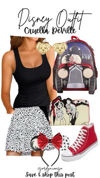 Disney world outfit- Cruella DeVille- Disneyland Outfit- Travel Outfit- Pack for Disney- Disney Trip- Dalmatian Skirt- High Tops- Red Sneakers- Womens Style- Disney Style- Disney Fashion   Follow my shop @Jordyn_Conejo on the @shop.LTK app to shop this post and get my exclusive app-only content!  #liketkit #LTKItBag #LTKStyleTip #LTKTravel @shop.ltk https://liketk.it/4N6Lx