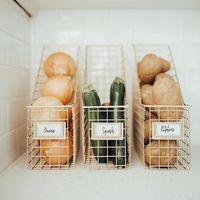 A DETAILED LIFE™ on Instagram: “Repurposing magazine racks for your larger pantry items like onions, squash, and potatoes? Genius!! ⠀⠀ By @thehomesort”