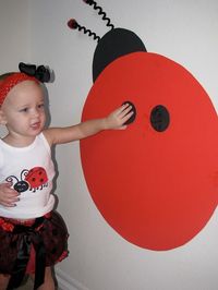 Pin the spot on the lady bug (May '12: Very easy to make and the kids had lots of fun getting dizzy before pinning - we didn't blindfold them though)