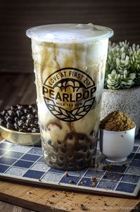 A series of Milk tea photography, Bubble Tea, Popping Boba, Boba Tea, Tapioca pearls.