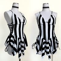 Beetlejuice inspired costume 🪲 Made-to-order  Item details: Dress with adjustable straps that tie in the back. Adjustable sides that lace down. Made with cotton fabric🖤 Shipping: This item ships in 4-6 weeks after purchase. Not responsible after shipping.