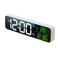 Loskii USB LED 3D Music Dual Alarm Clock Thermometer Temperature Date HD LED Display Electronic Desktop Digital Table Clocks - White