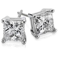 Blue Nile Princess-Cut Diamond Earrings in 14k White Gold (3 cttw.) (19,535 CAD) ❤ liked on Polyvore featuring jewelry, earrings, accessories, 14 karat gold earrings, 14k diamond earrings, princess cut earrings, white gold diamond jewelry and white gold diamond earrings