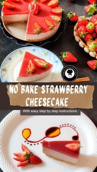 The receipe to make no bake eggless strawberry cheesecake is fail proof, super easy to make, a crowd pleaser dessert that is smooth and delicious.