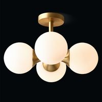 Globerg Brass 4-Light Semi-Flush Mount Ceiling Light Globe Shade Mini Chandelier