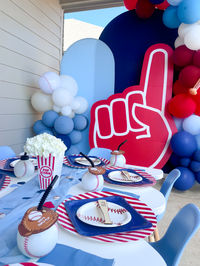 Find all of the table decor (and this amazing foam finger stand up) at Oriental Trading! We had everything you need to make this party a home run! 💙❤️

#PartyThemes #PartyIdeas #SummerParty #KidsParty #SportsParty #VintageBaseball #OrientalTrading

📸: Sierralmiller