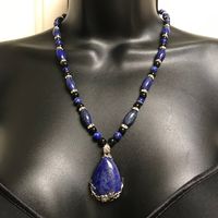 Lapis Pendant Necklace Necklace Is 20 Inches Long - If You Need A Shorter Or Longer Necklace Please Message Me. This Is Handmade And I Can Easily Adjust. Since The Earliest Of Times, Lapis Lazuli Has Been Associated With Strength & Courage, Royalty & Wisdom, Intellect & Truth. From Antiquity, Lapis Lazuli Has Been Worn In The Belief That It Will Ward Off Evil, And In Ancient Egypt Powdered & Worn About The Eyes To Improve Eyesight. Handmade Genuine Lapis Gemstone Teardrop Pendant, Matching Lapis