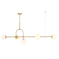 Luxia Greenwich 5 Light Bar Ceiling Pendant Light - Antique Brass