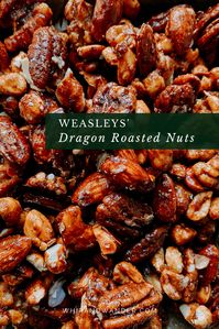 My version of Weasleys Dragon Roasted Nuts may not gain their heat from a real dragon, they contain a blend of spices that are both fiery and sweet. | whipandwander.com | #harrypotterrecipes #harrypotter #youmustbeaweasley #weasleyswizardwheezes #weasleysdragonroastednuts #roastednuts #dragonroastednuts #spicynuts #spicyandsweet