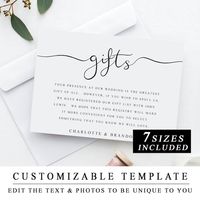 Printable Wedding Gift Registry Template Wedding Insert | Etsy