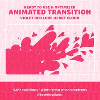 Animated Stream Transition - Violet Red Love Heart Cloud | Twitch Transition, OBS, Stream Assets, Stinger, Sunset, Gradient, Kawaii, Red