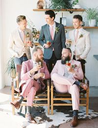 Wedding Dinner with The Gay Beards- dapper suits for groom and groomsmen, modern suits, modern groom attire