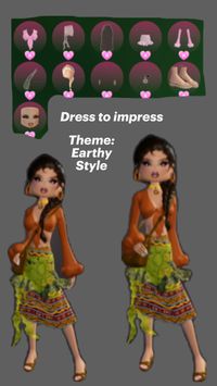 This pin is about dress to impress and their outfits. This outfit shows the theme earthy style