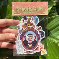 Summerween Gravity Falls Stickers Pack Pack of 13 assorted stickers. Approximate size: 10cm  Stickers printed on high-quality adhesive paper made from an original illustration and printed on high-quality, high-strength adhesive paper. It will be sent in a very well protected package so that it arrives at its destination in perfect condition.  I try to use as little plastic as possible and reusable materials. Please reuse the materials used in shipping and give them a second life before recycling