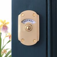 PLEASE NOTE - If in the UK or USA we may be able to give you a further 25% discount if you was to contact us first before purchasing - Thank you - New Polished Brass finish  Vintage style vacant engaged lock Also in chrome and antique brass finishes (Please see other listings) Will work on left or right side of the door Will ship worldwide 10+ available - INSIDE SLIDE BOLT 60MM / 40MM FRONT DISC PLATE 75MM / 45MM  LOCKS WILL FIT UP TO A 2" THICK DOOR - Discounts available on multi purchases - Pl