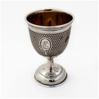 Egg Cup Engine Turned Design Coin Silver 1870