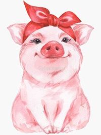 "Piggy in red" Sticker by Gribanessa | Redbubble