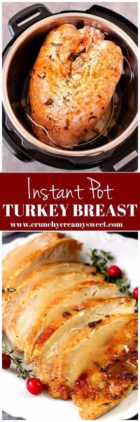 Instant Pot Turkey Breast Recipe - juicy turkey breast cooked in pressure cooker in just 35 minutes! The best way to save time preparing Thanksgiving dinner.