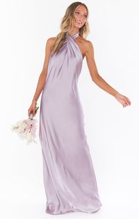 Jasmine Halter Maxi Dress ~ Dusty Purple Luxe Satin – Show Me Your Mumu