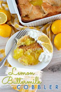 Lemon dessert lovers, this one is for you! Magic Lemon Cobbler is so fun and easy to make. A tender buttermilk cobbler with sweet and tart lemon pie filling--this dessert is so fresh and perfect with a big dollop of ice cream or whipped cream.