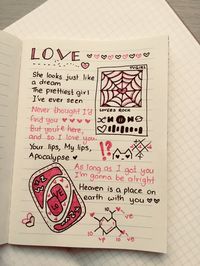 an asthetic page of doodles, drawings and lyrics about love dedicated to my love. credits to the original artists of some doodles i took inspiration from. <3