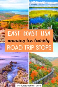 Planning a US road trip? And want to avoid tourists and crowds? Here's a guide to less touristy, more secret, places to visit on the East Coast US. It's not always so busy if you're willing to get off the beaten path in New England or the East Coast and explore some more unique and different places. Put the East Coast on your bucket list of US road trips. US Travel | US hidden gems | East Coast Travel | New England Travel | Must Visit Towns US | Road Trip Ideas | Maine | NH | Vermont