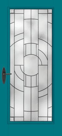 Classic-Craft Full Lite W/ Stile Lines | Style No. CCV1851 with Zaha glass with Black Nickel caming Paint color IntenseTeal (SW6943) Classic-Craft doors meet the styling of a sleek, modern, or classic entryway adaptable to suit multiple styles to stunning effect.