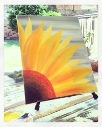 Sunflower painting on canvas! Mobile Paint party- www.CraftedBuzz.com