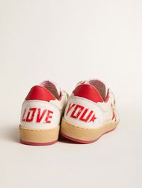 Women’s Ball Star Wishes in white leather with a red star and heel tab | Golden Goose