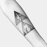 Tattoo uploaded by Tattoodo • Geometric space tattoo by Fedor Nozdrin #FedorNozdrin #geometric #linework #dotwork #space #moon #sun #planet #mountain #tattoooftheday • Tattoodo