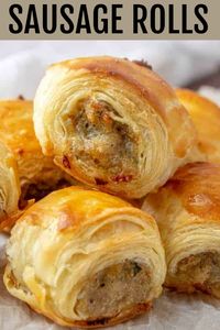 Easy, filling and perfect for parties these Sausage Rolls are savory, meaty and full of just the right amount of spices that they are a hit among party guests! #appetizer #sausage #rolls #puffpasty #partyfood #fingerfood