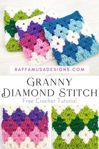 How to Crochet the Granny Diamond Stitch • RaffamusaDesigns