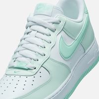 Style No. FZ4123-394 Color: Barely Green/Mint Foam/White Crossing hardwood comfort with off-court flair, this hoops original pairs crisp leather with mint green accents for fresh style with every step. Plus, hidden Nike Air units and durable ‘80s construction add the comfort you’ve come to expect from the AF1. Nike Air Force 1 '07 Men's Shoes.