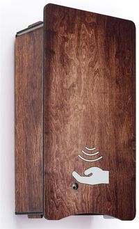 Touchless Hand Sanitizer Dispenser, Wall Mount, Decorative Cover - Dark Wood