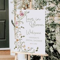 Invite your guests to celebrate the beautiful day with an elegant boho-inspired wildflower Love in Bloom bridal shower welcome sign. Our unique design features beautiful watercolor wildflowers and butterflies for a truly one-of-a-kind look. The subtle, yet pretty details make this invitation perfect for any spring of summer bridal shower. Let us help you make your special day even more special with this lovely sign.