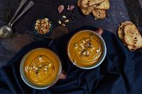 This easy pumpkin soup recipe is perfect for using up leftover pumpkin and makes a great wintery starter.