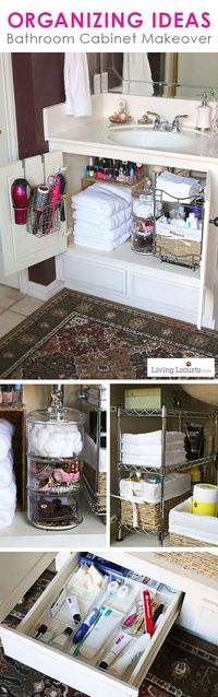 Great Organizing Ideas for your Bathroom! Cabinet Bathroom Organization Makeover - Before and After photos.