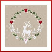 christmas xmas winter reindeer heart wreath free cross stitch pattern, thanks so for sharing this xox ☆ ★ https://www.pinterest.com/peacefuldoves/