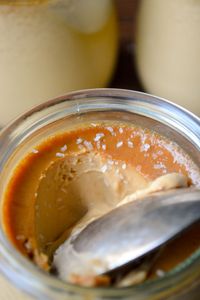 Salted Caramel Pot de Crème ~this is a luxuriously comforting dessert, and even though it's made with heavy cream, it's delivered in small enough little glasses that you really don't have to feel bad about it at all. #romantic #dessert #pudding #flan #custard #potdecreme #butterscotch #caramel #saltedcaramel