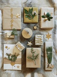 Des paquets cadeaux joliment décorés pour les fêtes ! - natural gift wrapping - Marie Claire Idées