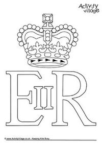 Queen Elizabeth II Royal cypher colouring page