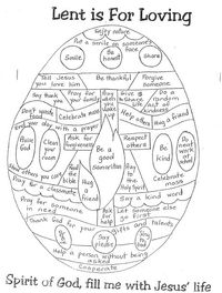 Lent activity for children: each day kids choose one way to show love, and colour in that area to make a stained glass window by the time Easter arrives.