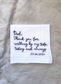 Hand Embroidered Handkerchief Hanky for Wedding Day Father of the Bride Quote Wedding Gift for Dad Pocket Square - Etsy